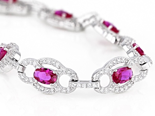 Bella Luce ® 8.82ctw Ruby And White Diamond Simulants Rhodium Over Sterling Silver Tennis Bracelet - Size 8
