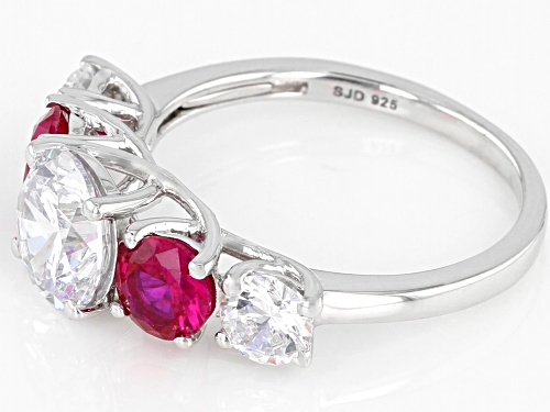 Bella Luce® 5.08ctw Ruby and White Diamond Simulants Rhodium Over Sterling Silver Ring (3.31ctw DEW) - Size 8