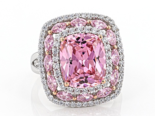 Bella Luce®11.91ctw Pink And White Diamond Simulants Rhodium Over Sterling Ring (5.78ctw DEW) - Size 6