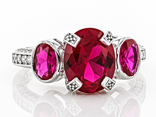 Bella Luce ® 4.44ctw Lab Created Ruby and White Diamond Simulant Rhodium Over Sterling Silver Ring - Size 7