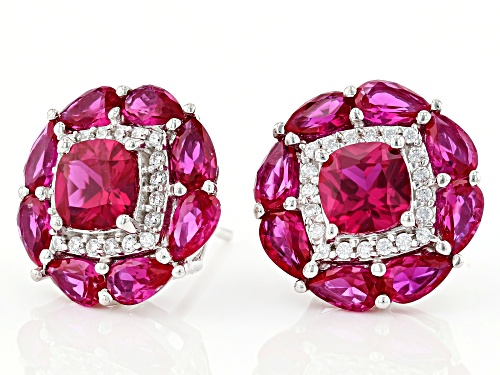Bella Luce ® 7.62ctw Lab Created Ruby and White Diamond Simulant Rhodium Over Sterling Earrings