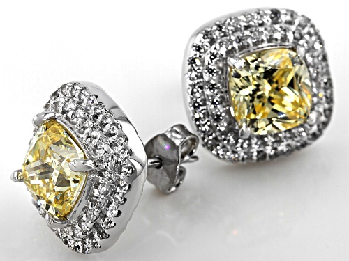Bella Luce® 6.55ctw Canary And White Diamond Simulants Rhodium Over Silver Earrings (3.12ctw DEW)