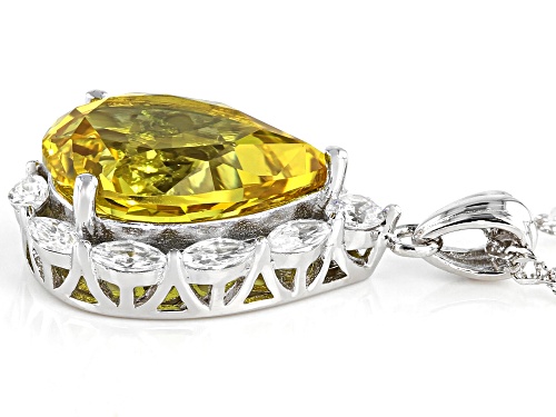 Bella Luce ® Lab Created Yellow Sapphire and Diamond Simulant Rhodium Over Silver Pendant With Chain