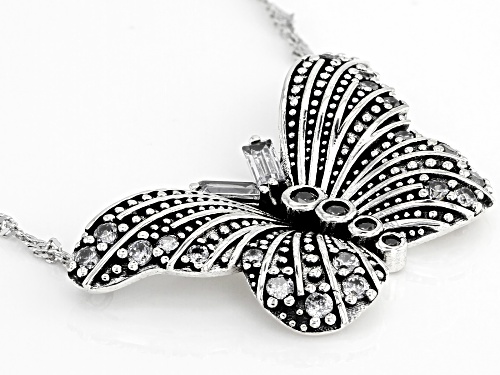 Bella Luce ® 1.28ctw White Diamond Simulant Rhodium Over Silver Butterfly Necklace (0.80ctw DEW) - Size 18