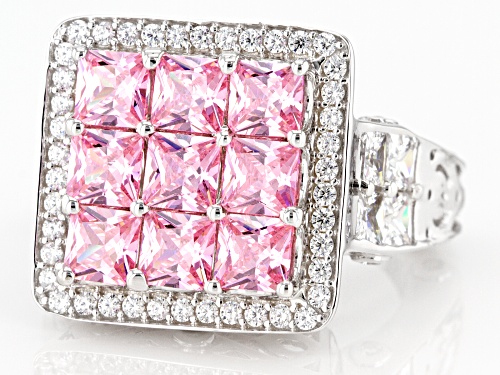 Bella Luce ® 7.77ctw Pink And White Diamond Simulants Rhodium Over Sterling Ring (5.24ctw DEW) - Size 9