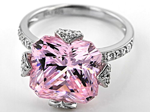 Bella Luce ® 16.59ctw Pink and White Diamond Simulants Rhodium Over Sterling Ring (7.48ctw DEW) - Size 8