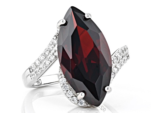 Bella Luce ® 12.15ctw Garnet and White Diamond Simulants Rhodium Over Sterling Silver Ring - Size 7