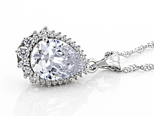 Bella Luce® 9.80ctw White Diamond Simulant Rhodium Over Silver Pendant With Chain (5.86ctw DEW)