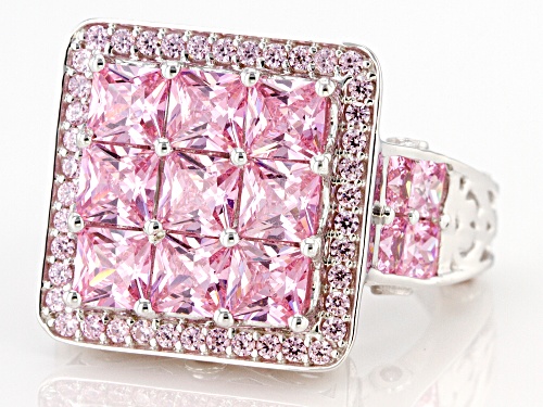 Bella Luce ® 7.93ctw Pink Diamond Simulant Rhodium Over Sterling Silver Ring (5.29ctw DEW) - Size 7