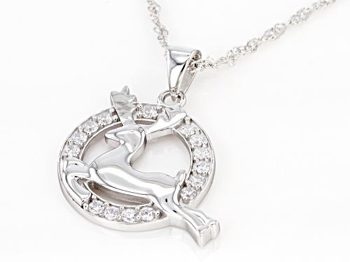 Bella Luce ® 0.95ctw Rhodium Over Sterling Silver Reindeer Pendant With Chain (0.45ctw DEW)