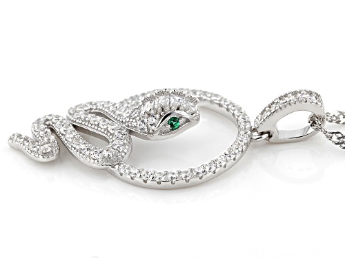 Bella Luce® 1.03ctw Emerald And White Diamond Simulants Rhodium Over Silver Snake Pendant With Chain