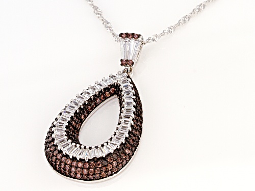 Bella Luce ® 3.33ctw Mocha And White Diamond Simulants Rhodium Over Silver Pendant With Chain