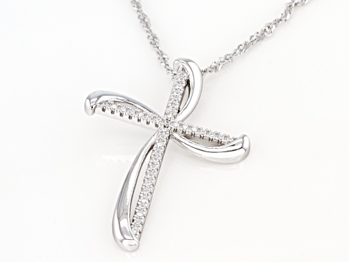 Bella Luce ® 0.34ctw Rhodium Over Sterling Silver Cross Pendant With Chain