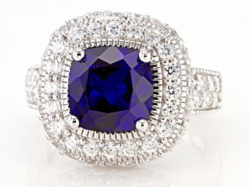 Bella Luce® 6.65ctw Lab Created Blue Sapphire And White Diamond Simulants Sterling Silver Ring - Size 9