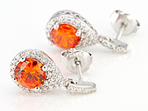 Bella Luce ® 4.24ctw Orange Sapphire and White Diamond Simulants Rhodium Over Silver Earrings