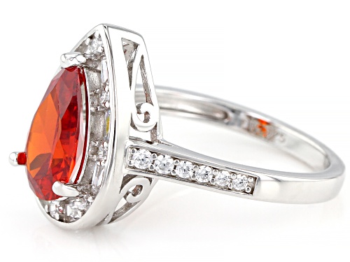 Bella Luce ® 5.06ctw Orange Sapphire And White Diamond Simulants Rhodium Over Sterling Silver Ring - Size 7