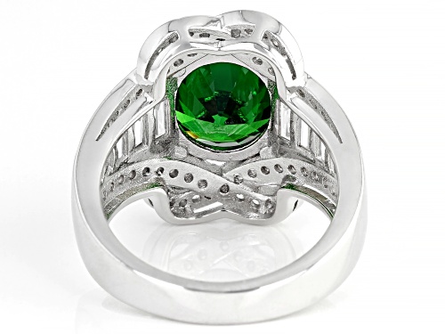 Bella Luce ® Emerald and White Diamond Simulants Rhodium Over Sterling Silver Ring 10.54ctw - Size 8