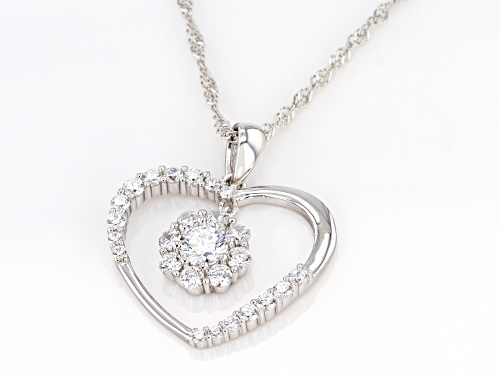Bella Luce ® 2.60ctw Rhodium Over Sterling Silver Heart Pendant With Chain (1.36ctw DEW)