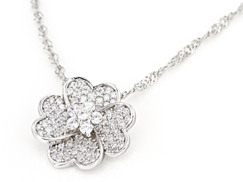 Bella Luce ® 1.08ctw Rhodium Over Sterling Silver Flower Pendant With Chain (0.73ctw DEW)