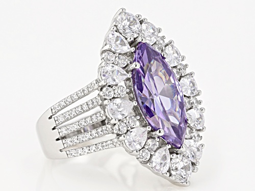 Bella Luce ® 10.72ctw Lavender and White Diamond Simulants Rhodium Over Silver Ring (7.13ctw DEW) - Size 7