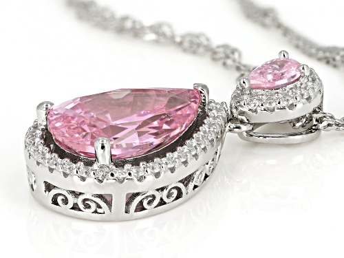 Bella Luce ® 4.20ctw Pink & White Diamond Simulants Rhodium Over Silver Pendant W/Chain