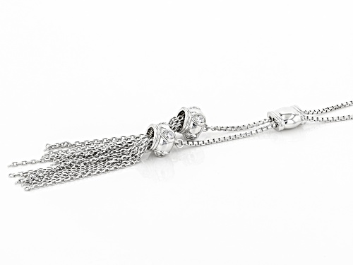 Bella Luce ® 0.86ctw Rhodium Over Sterling Silver Tassel Necklace (0.48ctw DEW) - Size 28