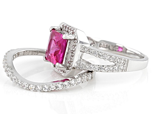 Bella Luce® Lab Pink Sapphire And White Diamond Simulants Rhodium Over Silver Ring With Band - Size 7