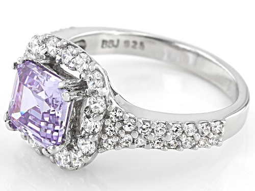 Bella Luce® 4.50ctw Asscher Lavender And White Diamond Simulants Rhodium Over Silver Ring - Size 10