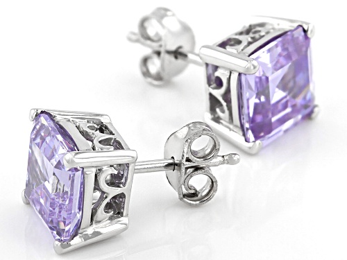 Bella Luce ® 9ctw Asscher Lavender Diamond Simulant Rhodium Over Silver Stud Earrings (6.02ctw DEW)
