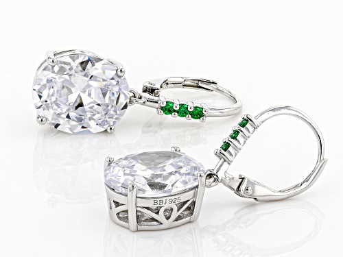 Bella Luce® 15.01ctw Emerald And White Diamond Simulants Rhodium Over Silver Earrings (10.22ctw DEW)