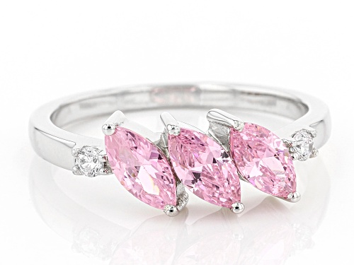 Bella Luce ® 1.77ctw Pink And White Diamond Simulants Rhodium Over Silver Ring (1.11ctw DEW) - Size 11