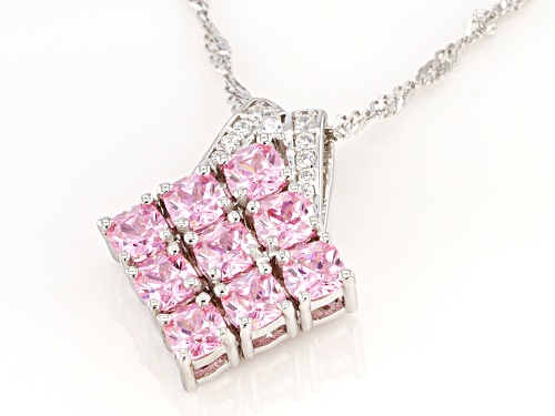Bella Luce ® 4.58ctw Pink And White Diamond Simulants Rhodium Over Silver Pendant With Chain