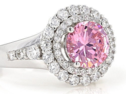 Bella Luce ® 5.34ctw Pink And White Diamond Simulants Rhodium Over Sterling Ring (2.96ctw DEW) - Size 8