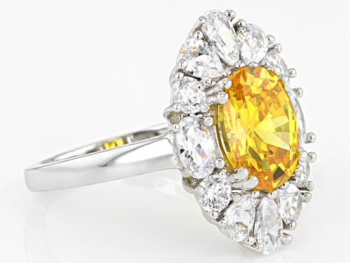 Bella Luce ® 7.33ctw Yellow Sapphire And White Diamond Simulants Rhodium Over Sterling Silver Ring - Size 8