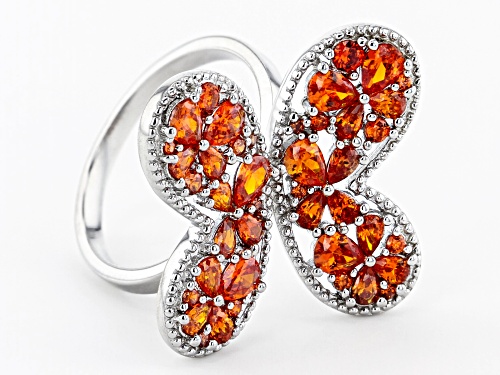 Bella Luce ® 3.87ctw Orange Sapphire Simulant Rhodium Over Sterling Silver Butterfly Ring - Size 7
