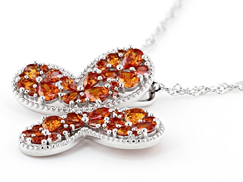 Bella Luce ® 3.87ctw Orange Sapphire Simulant Rhodium Over Silver Butterfly Pendant With Chain