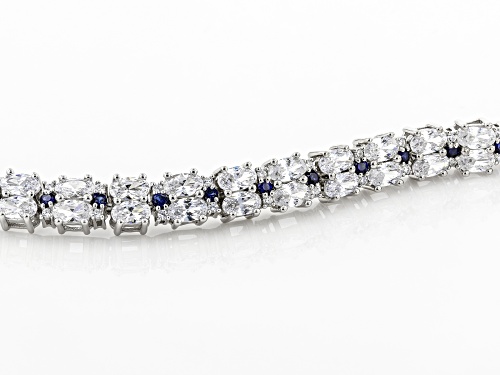 Bella Luce ® 24.27ctw Blue Sapphire And White Diamond Simulants Rhodium Over Silver Tennis Bracelet - Size 8