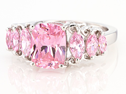 Bella Luce ® 4.96ctw Pink Diamond Simulant Rhodium Over Sterling Silver Ring - Size 8