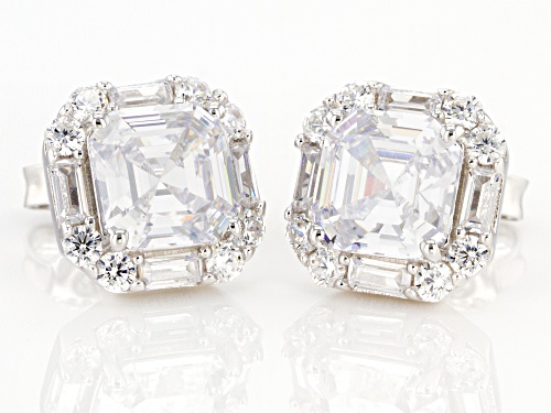 Bella Luce ® 7.17ctw Asscher Cut White Diamond Simulant Rhodium Over Sterling Silver Earrings
