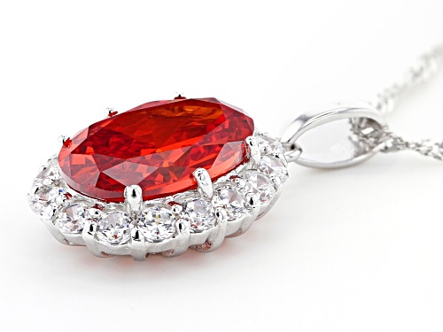 Bella Luce®10.85ctw Orange Sapphire And White Diamond Simulants Rhodium Over Silver Pend With Chain