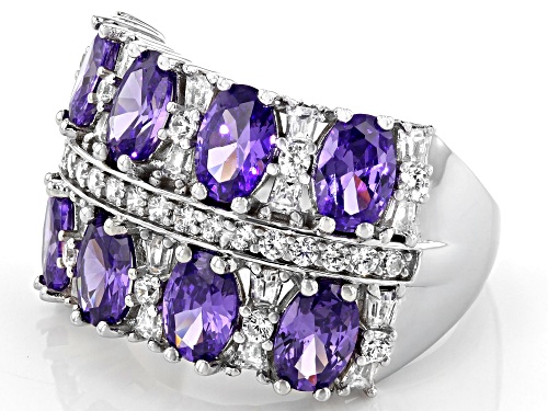 Bella Luce ® 6.87ctw Amethyst And White Diamond Simulants Rhodium Over Silver Ring - Size 7