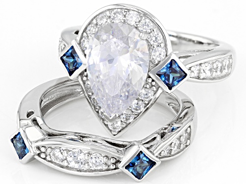 Bella Luce ® 8.55ctw Blue Apatite And White Diamond Simulants Rhodium Over Silver Ring With Band - Size 8