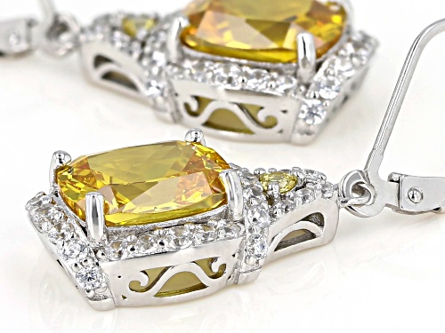 Bella Luce ® 13.37ctw Yellow Sapphire And White Diamond Simulants Rhodium Over Silver Earrings