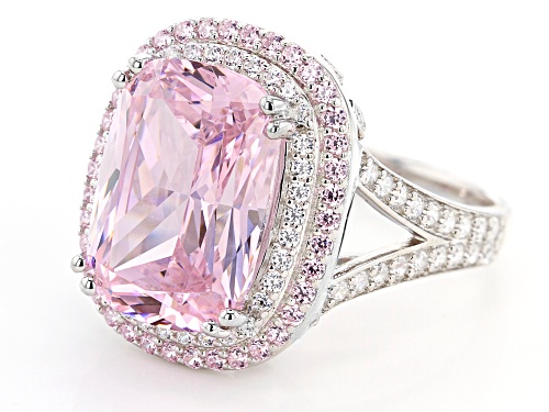 Bella Luce ® 13.85ctw Pink And White Diamond Simulants Rhodium Over Silver Ring (9.13ctw DEW) - Size 5