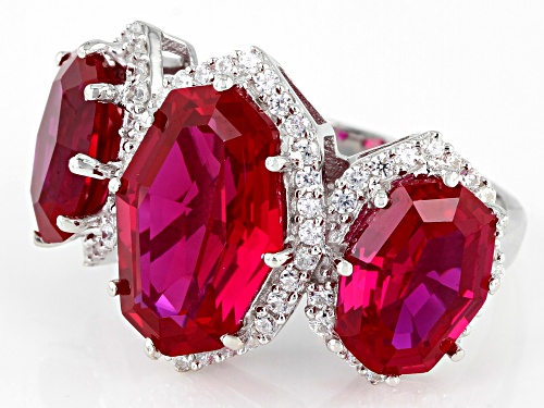 Bella Luce ® 16.18ctw Lab Created Ruby And White Diamond Simulants Rhodium Over Silver Ring - Size 6