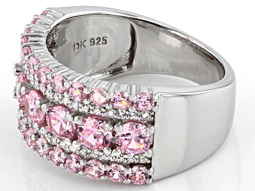 Bella Luce ® 4.35ctw Pink And White Diamond Simulants Rhodium Over Silver Ring (2.13ctw DEW) - Size 6