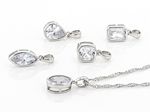 Bella Luce ® 8.57ctw  Rhodium Over Sterling Silver Pendant With Chain Set of 5 (4.87ctw DEW)