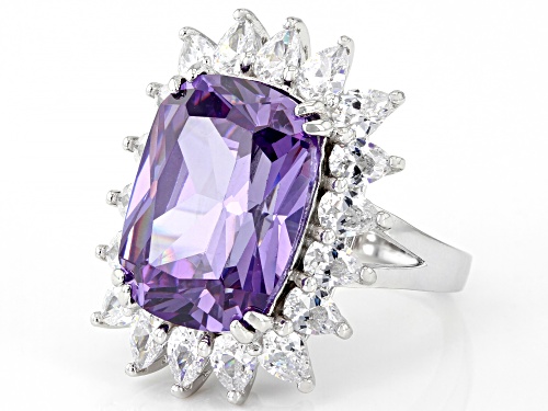 Bella Luce ® 22.40ctw Lavender And White Diamond Simulants Rhodium Over Silver Ring - Size 5