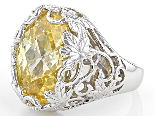 Bella Luce ® 20.10ctw Canary Diamond Simulant Rhodium Over Sterling Silver Ring (12.86ctw DEW) - Size 6