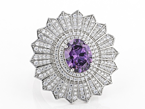 Bella Luce® 6.32ctw Amethyst and White Diamond Simulants Rhodium Over Sterling Silver Ring - Size 6